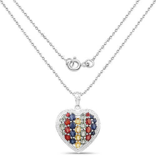 4.40 Carat Genuine Multi Stones .925 Sterling Silver Pendant - Image 4