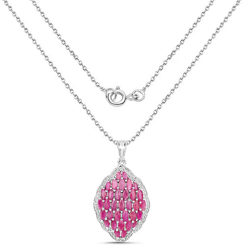 4.46 Carat Genuine Ruby .925 Sterling Silver Pendant - Image 2