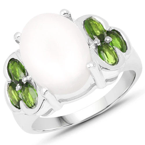 4.52 Carat Genuine Opal and Chrome Diopside .925 Sterling Silver Ring - Image 4