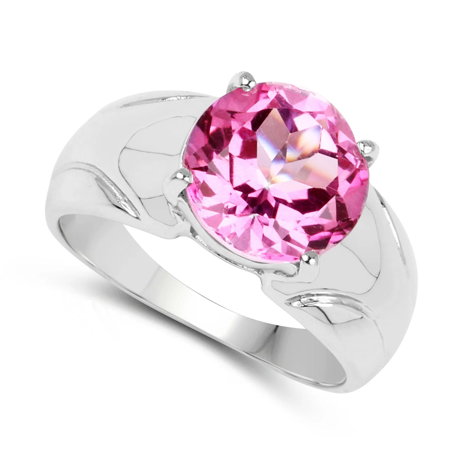 4.55 Carat Genuine Pink Topaz .925 Sterling Silver Ring - Image 2