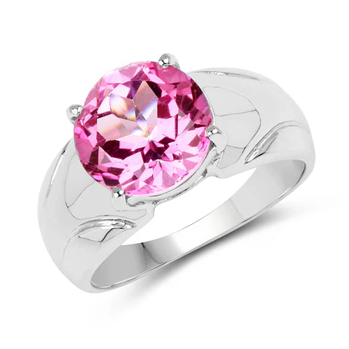4.55 Carat Genuine Pink Topaz .925 Sterling Silver Ring - Image 5