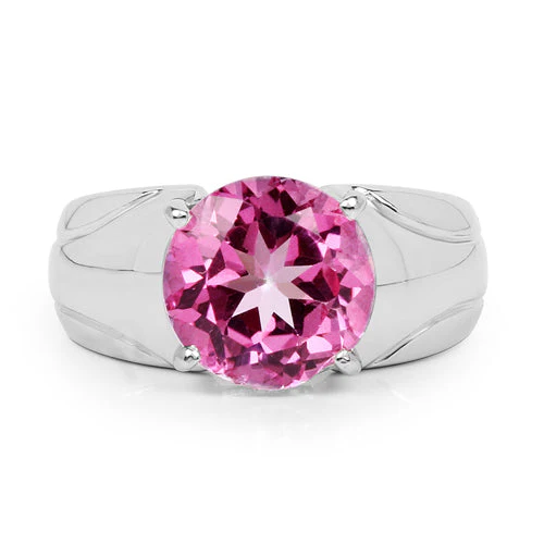 4.55 Carat Genuine Pink Topaz .925 Sterling Silver Ring - Image 8