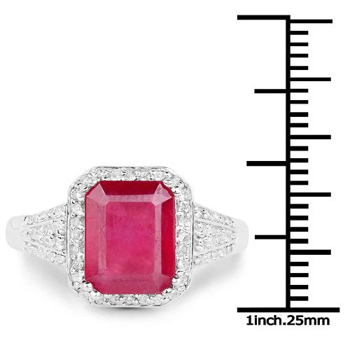4.55 Carat Glass Filled Ruby and White Topaz .925 Sterling Silver Ring - Image 7