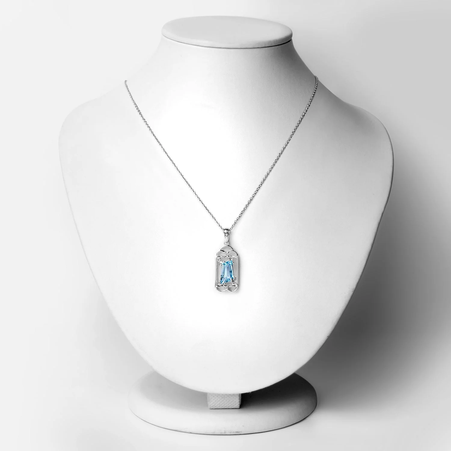 4.57 Carat Genuine Swiss Blue Topaz & White Topaz .925 Sterling Silver Pendant - Image 3