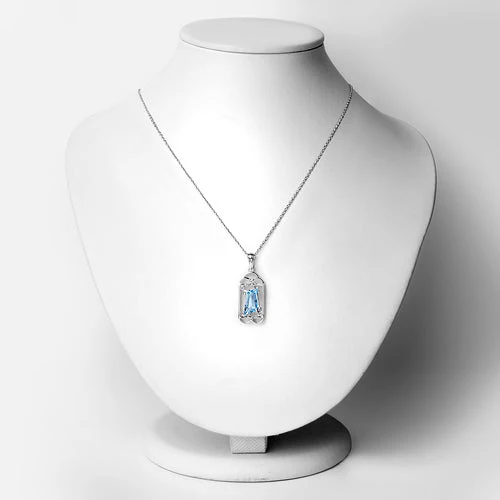 4.57 Carat Genuine Swiss Blue Topaz & White Topaz .925 Sterling Silver Pendant - Image 6