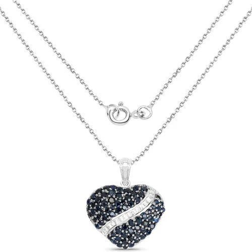 4.60 Carat Genuine Blue Sapphire and White Topaz .925 Sterling Silver Pendant - Image 4