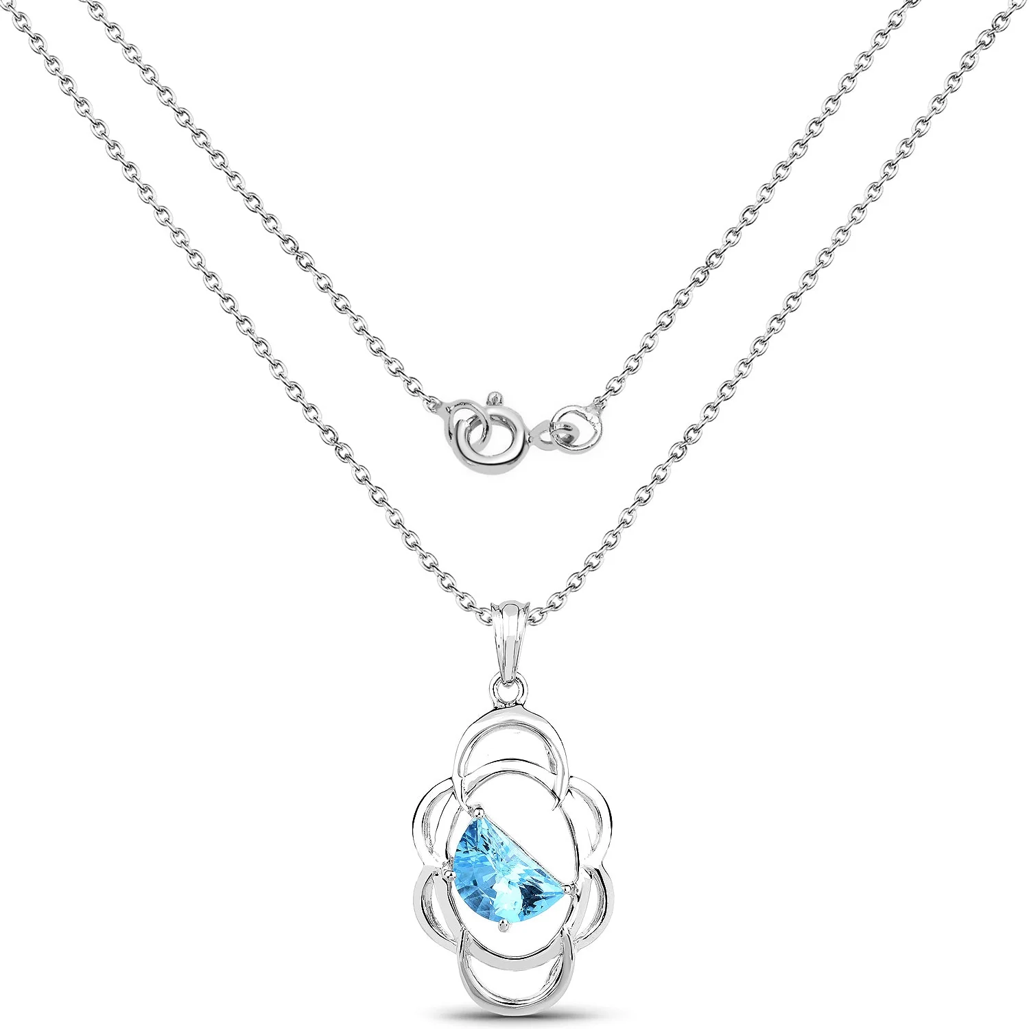 4.60 Carat Genuine Swiss Blue Topaz .925 Sterling Silver Pendant - Image 2