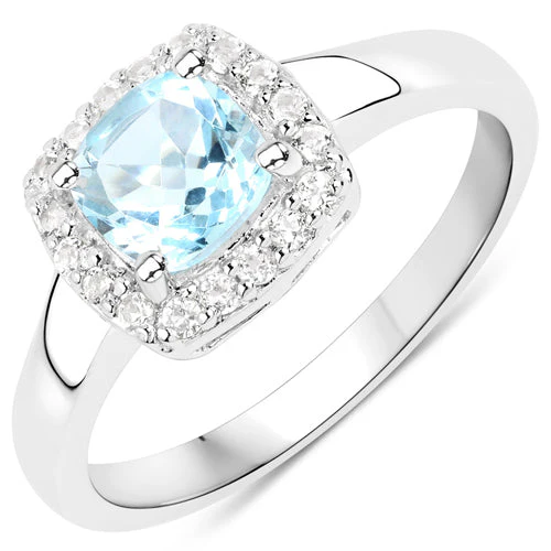 4.62 Carat Genuine Blue Topaz and White Topaz .925 Sterling Silver 3 Piece Jewelry Set (Ring, Earrings, and Pendant w/ Chain) - Image 6