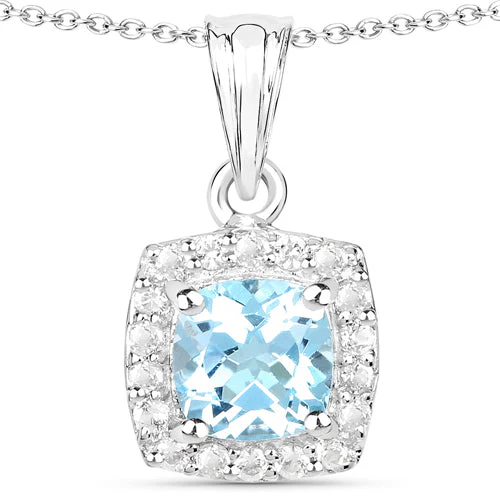 4.62 Carat Genuine Blue Topaz and White Topaz .925 Sterling Silver 3 Piece Jewelry Set (Ring, Earrings, and Pendant w/ Chain) - Image 7