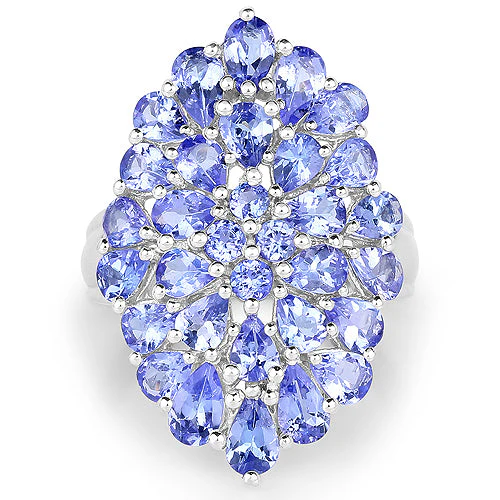 4.62 Carat Genuine Tanzanite .925 Sterling Silver Ring - Image 6