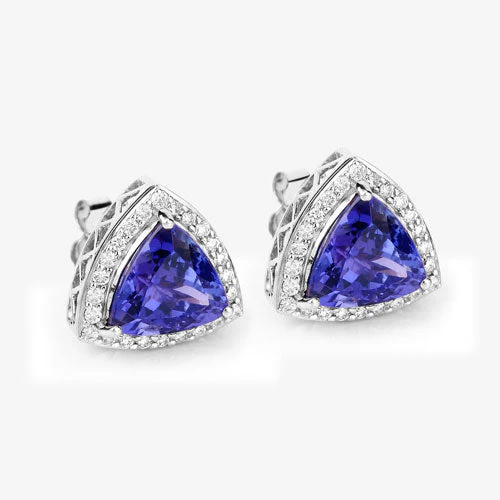 4.62 Carat Genuine Tanzanite and White Diamond 14K White Gold Earrings - Image 8