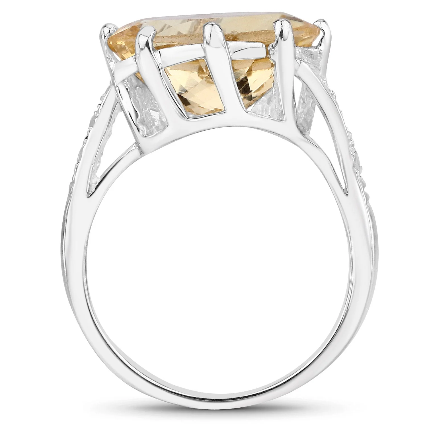 4.63 Carat Genuine Citrine and White Topaz .925 Sterling Silver Ring - Image 2