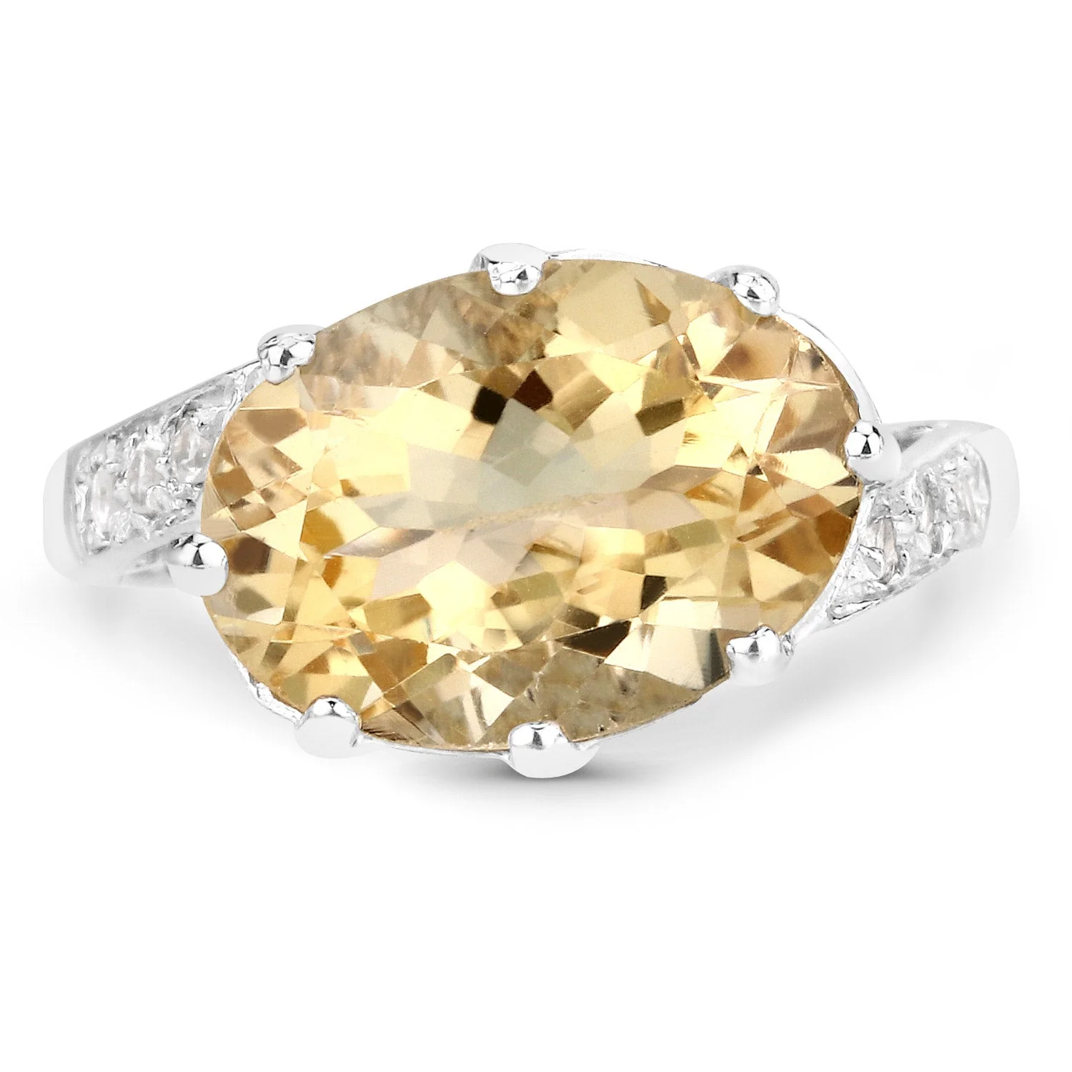 4.63 Carat Genuine Citrine and White Topaz .925 Sterling Silver Ring - Image 3