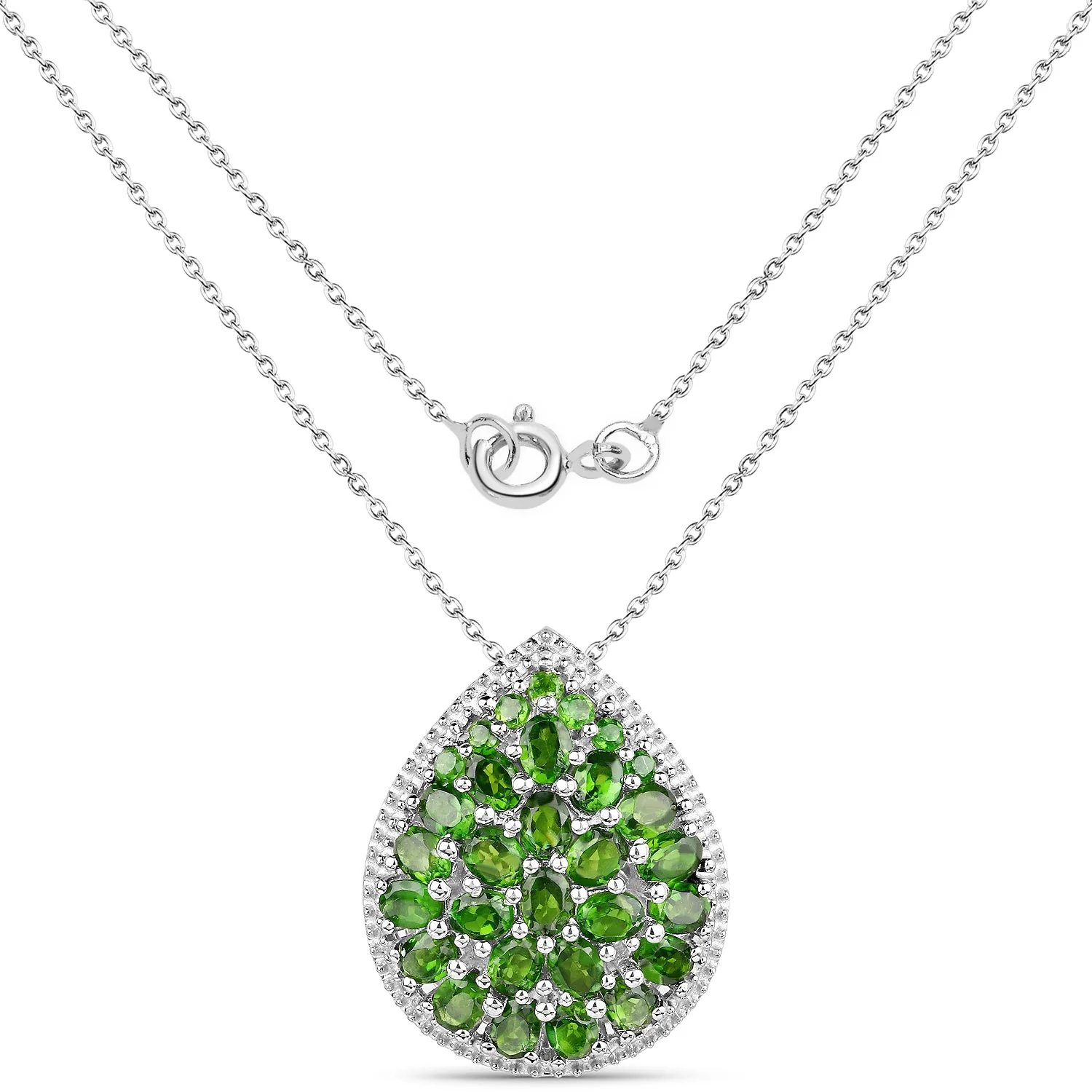 4.65 Carat Genuine Chrome Diopside .925 Sterling Silver Pendant - Image 3