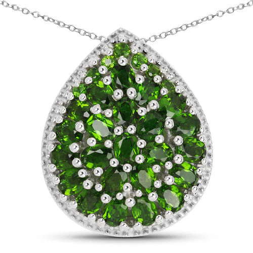 4.65 Carat Genuine Chrome Diopside .925 Sterling Silver Pendant - Image 4