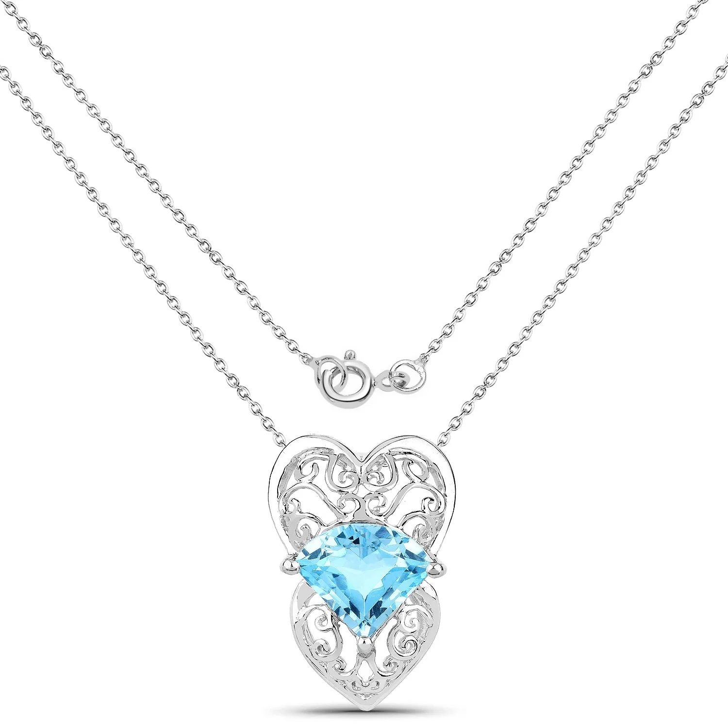 4.65 Carat Genuine Swiss Blue Topaz .925 Sterling Silver Pendant - Image 2
