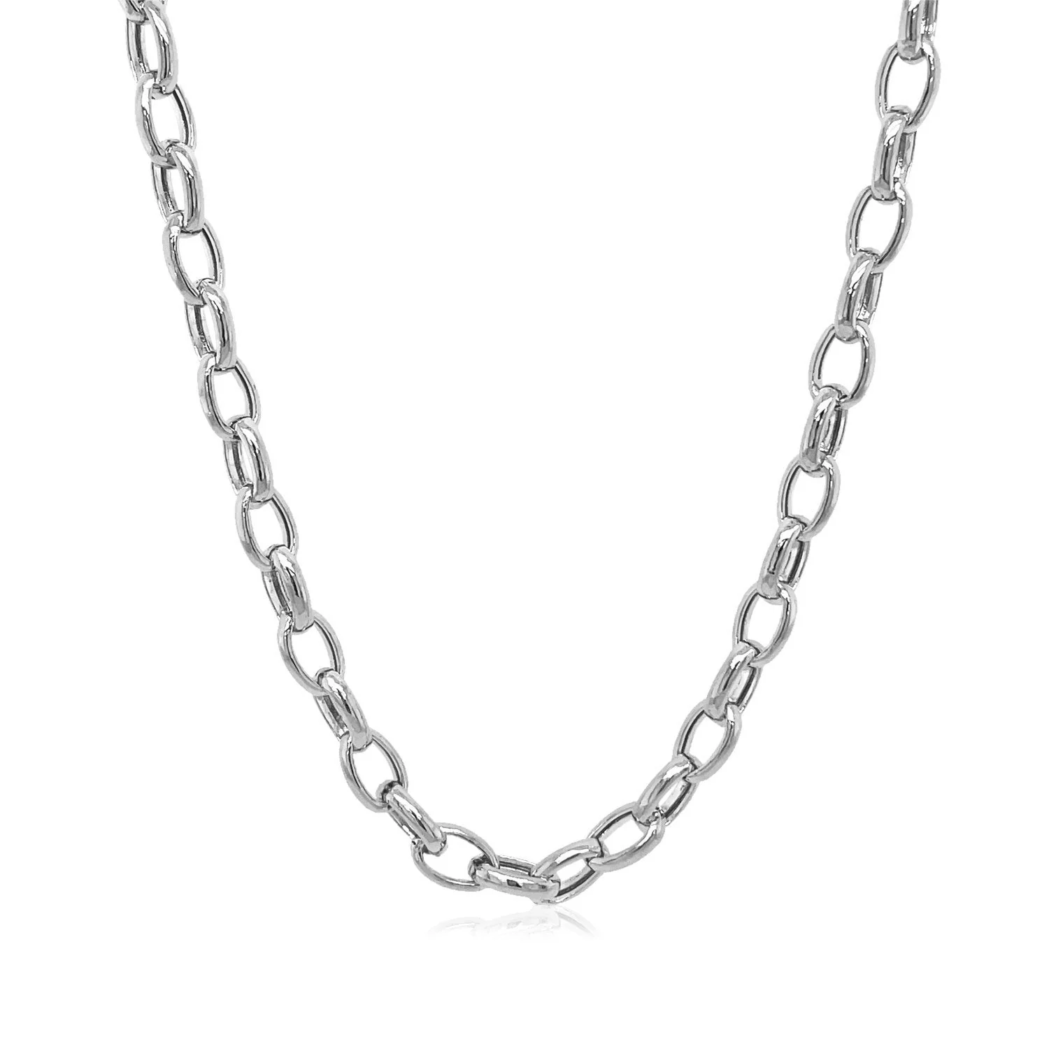 4.6mm 14k White Gold Oval Rolo Chain - Image 2