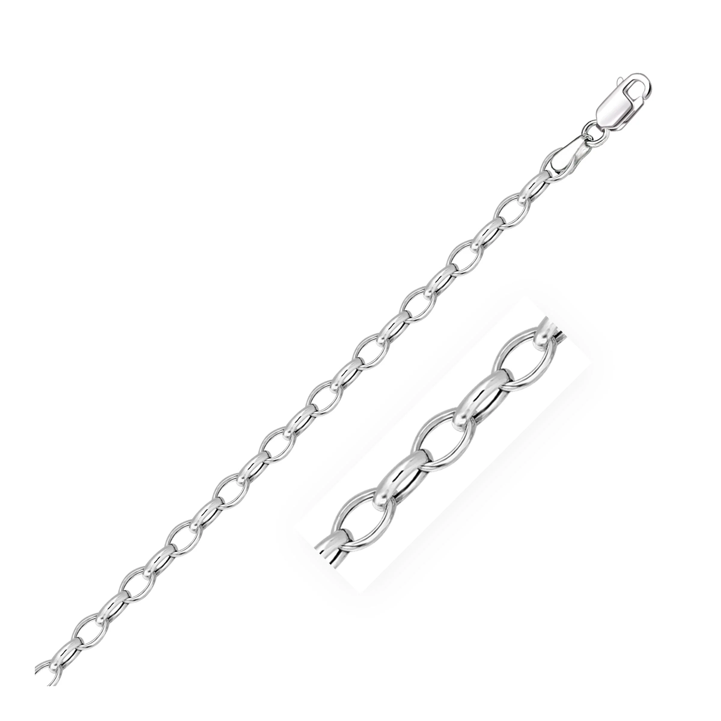 4.6mm 14k White Gold Oval Rolo Chain - Image 6