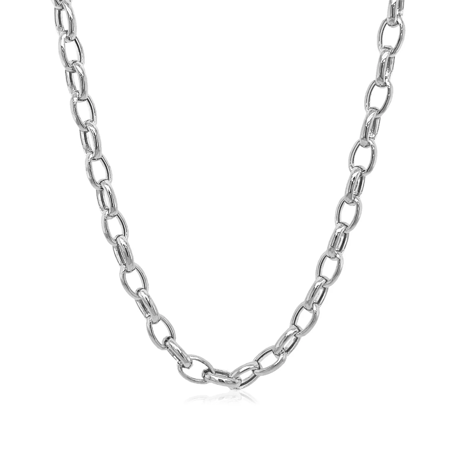 4.6mm 14k White Gold Oval Rolo Chain - Image 7