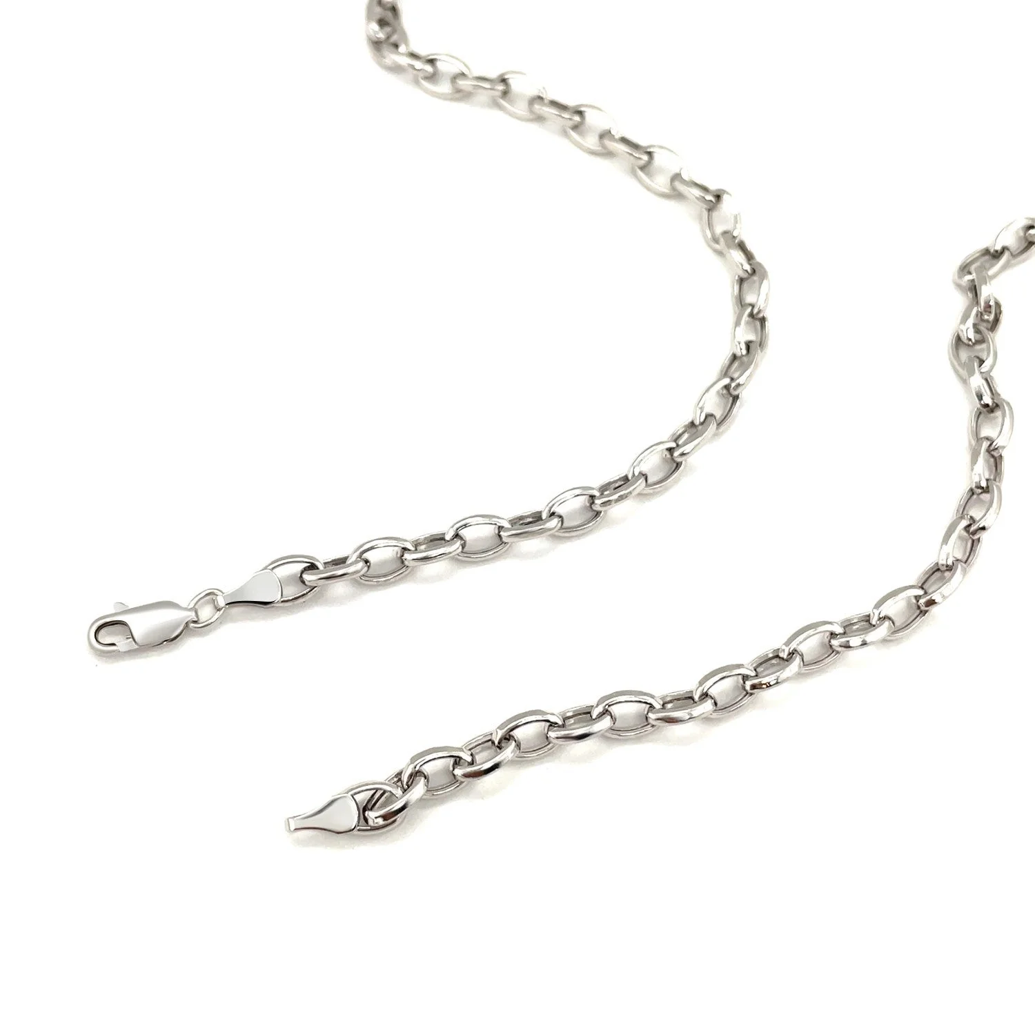 4.6mm 14k White Gold Oval Rolo Chain - Image 9