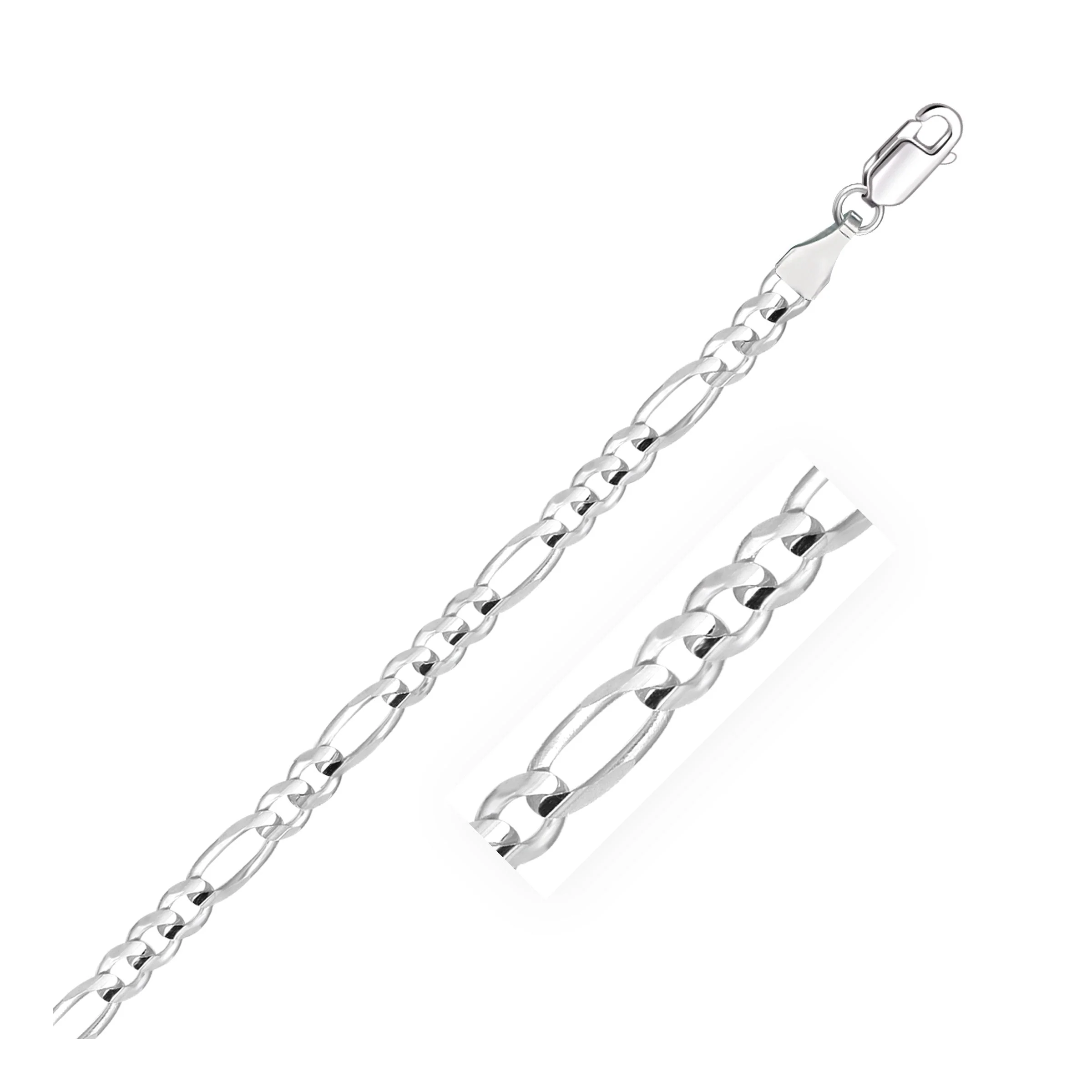 4.6mm 14k White Gold Solid Figaro Chain - Image 5