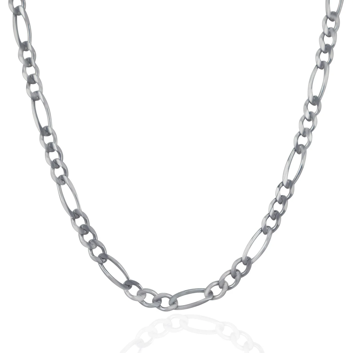4.6mm 14k White Gold Solid Figaro Chain - Image 6