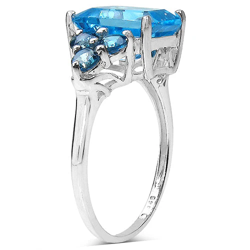 4.72 Carat Genuine Swiss Blue Topaz & London Blue Topaz .925 Sterling Silver Ring - Image 5