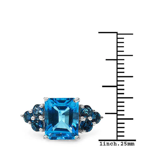 4.72 Carat Genuine Swiss Blue Topaz & London Blue Topaz .925 Sterling Silver Ring - Image 6