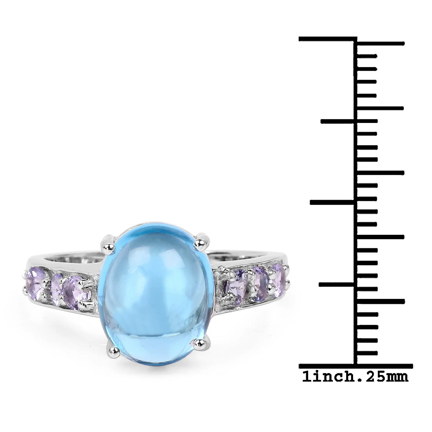 4.77 Carat Genuine Swiss Blue Topaz and Tanzanite .925 Sterling Silver Ring - Image 3