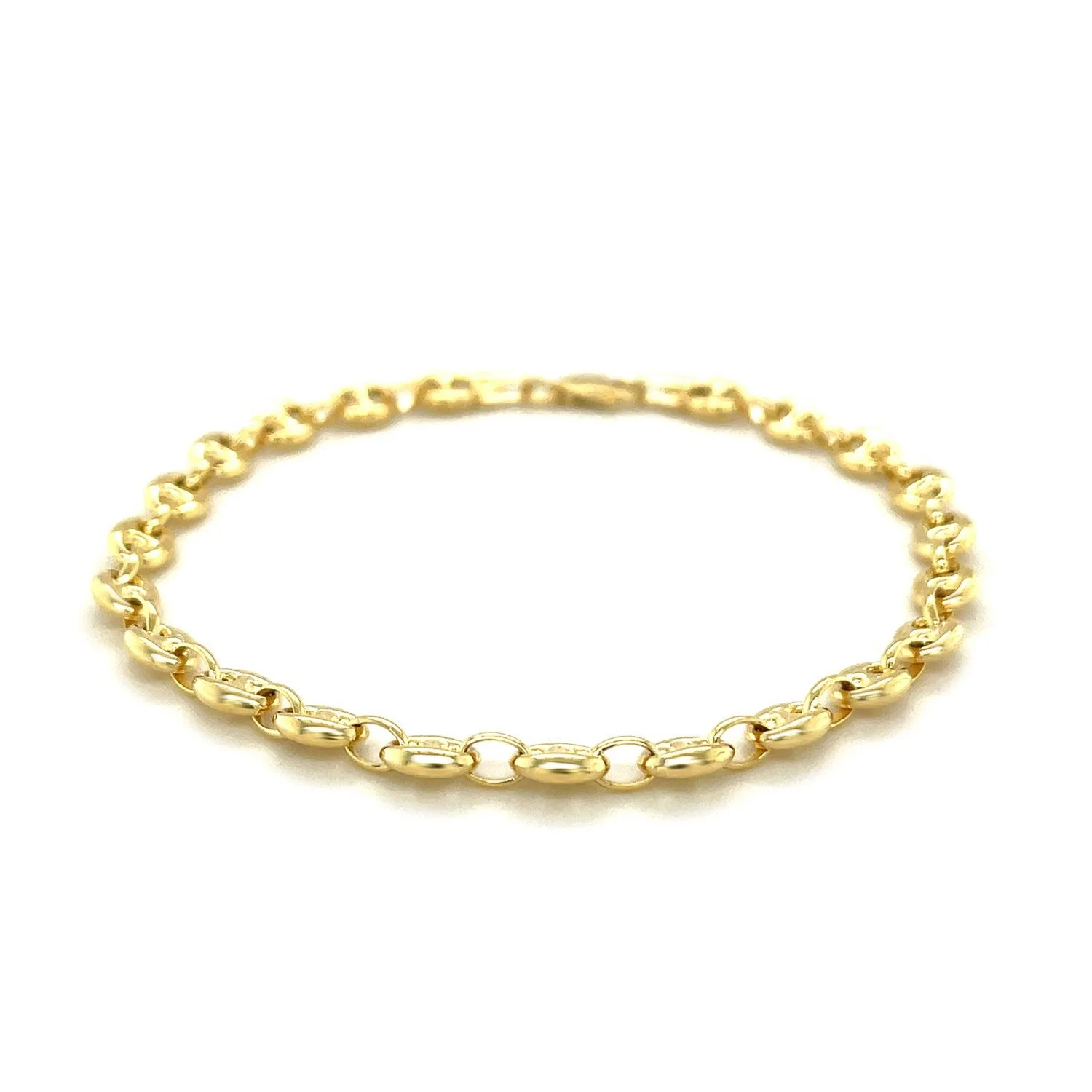 4.7mm 14k Yellow Gold Puffed Mariner Anklet - Image 2