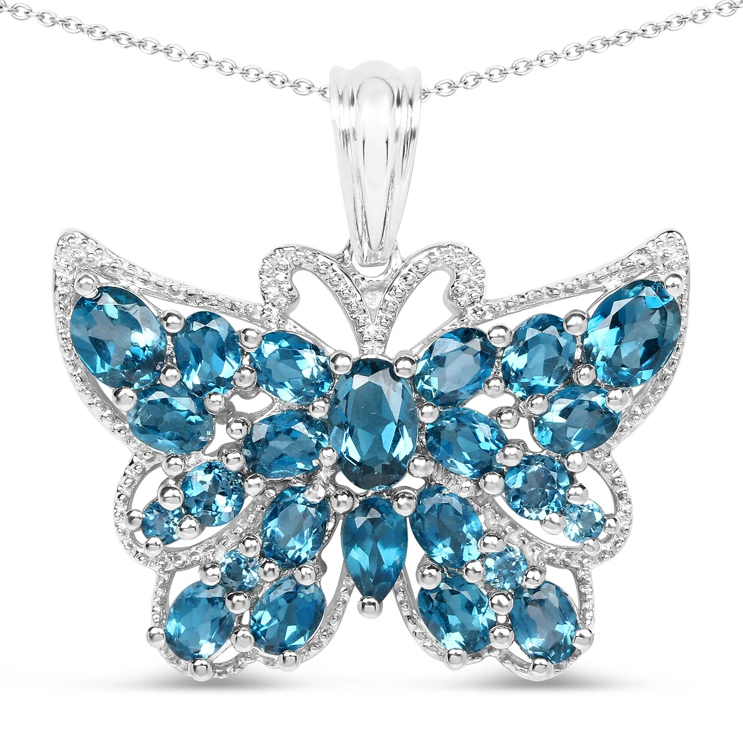 4.81 Carat Genuine London Blue Topaz .925 Sterling Silver Pendant