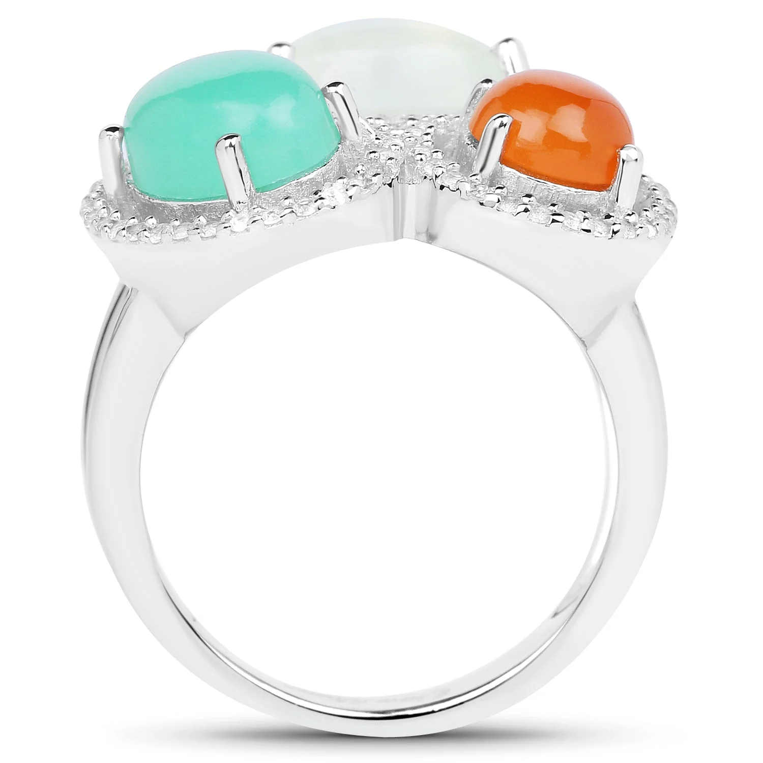 4.82 Carat Genuine Multi Stone .925 Sterling Silver Ring - Image 2
