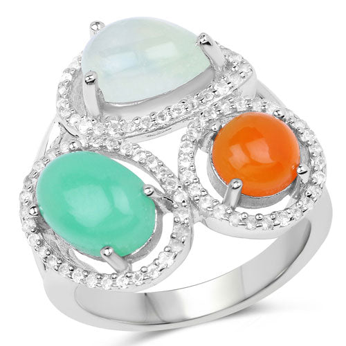 4.82 Carat Genuine Multi Stone .925 Sterling Silver Ring - Image 4