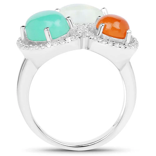4.82 Carat Genuine Multi Stone .925 Sterling Silver Ring - Image 5