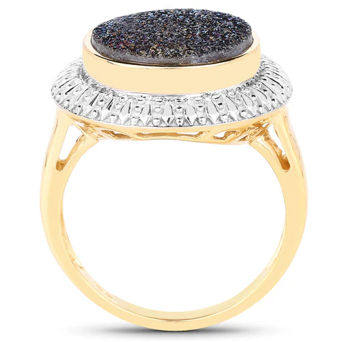4.90 Carat Genuine Cobalt Blue Drusy .925 Sterling Silver Ring - Image 5