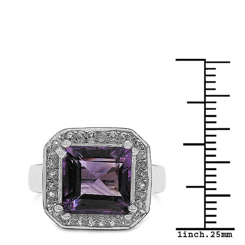 4.91 Carat Genuine Amethyst & White Topaz .925 Sterling Silver Ring - Image 6