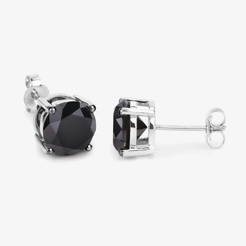 4.91 Carat Genuine Black Diamond 14K White Gold Earrings - Image 11