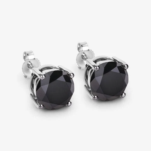 4.91 Carat Genuine Black Diamond 14K White Gold Earrings - Image 13