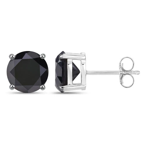 4.91 Carat Genuine Black Diamond 14K White Gold Earrings - Image 6