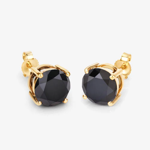 4.91 Carat Genuine Black Diamond 14K Yellow Gold Earrings - Image 11