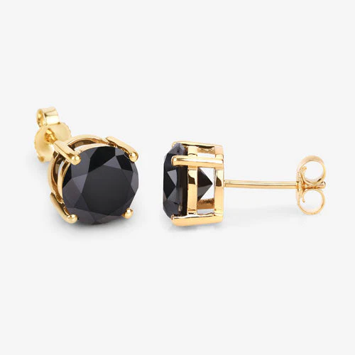 4.91 Carat Genuine Black Diamond 14K Yellow Gold Earrings - Image 12