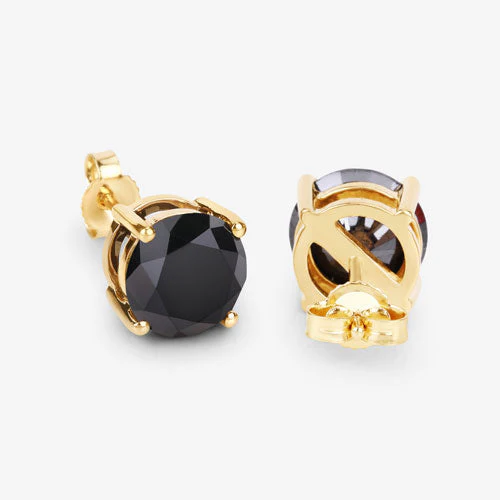 4.91 Carat Genuine Black Diamond 14K Yellow Gold Earrings - Image 13