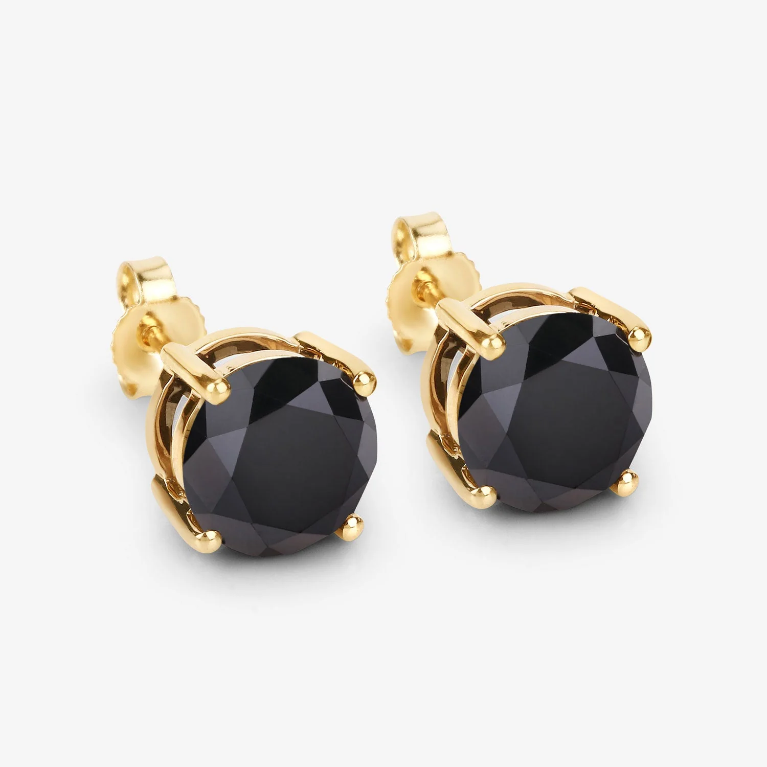 4.91 Carat Genuine Black Diamond 14K Yellow Gold Earrings - Image 4