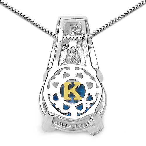 4.94 Carat Genuine Swiss Blue Topaz, Blue Diamond & White Diamond .925 Sterling Silver Pendant - Image 3
