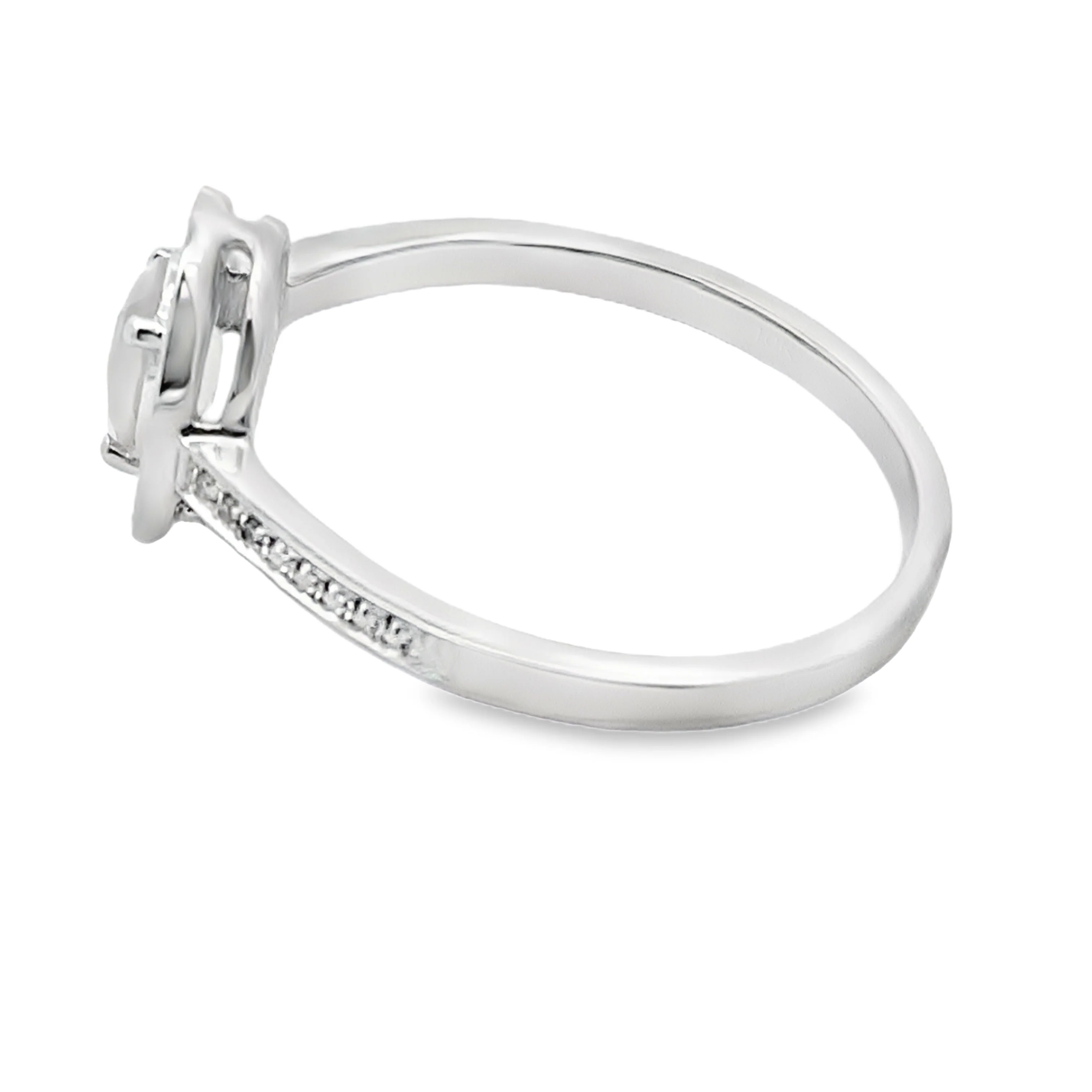 .44ct Rose Quartz Diamond Ring 10KT White Gold - Image 2