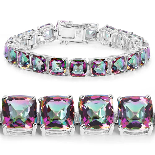 48.93 Carat Genuine Rainbow Quartz .925 Sterling Silver Bracelet - Image 5