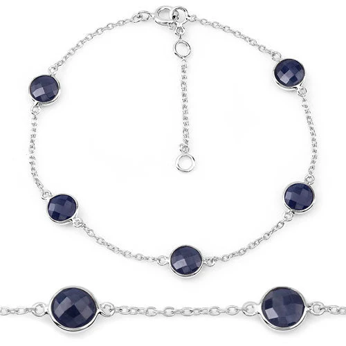 5.00 Carat Genuine Blue Sapphire .925 Sterling Silver Bracelet - Image 2
