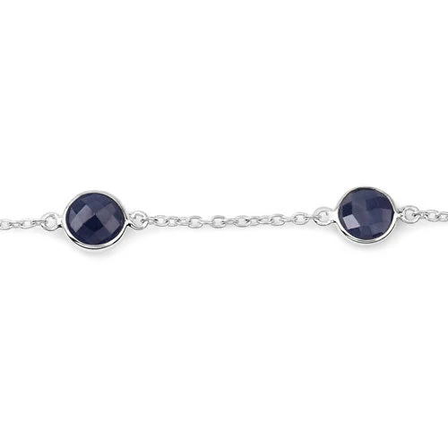 5.00 Carat Genuine Blue Sapphire .925 Sterling Silver Bracelet - Image 3