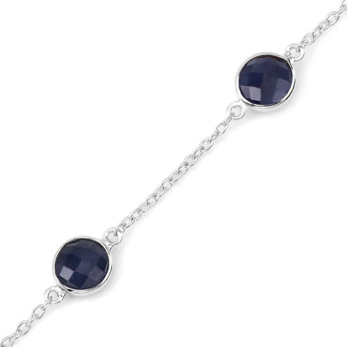 5.00 Carat Genuine Blue Sapphire .925 Sterling Silver Bracelet - Image 4