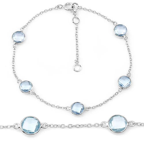 5.00 Carat Genuine Blue Topaz .925 Sterling Silver Bracelet - Image 2